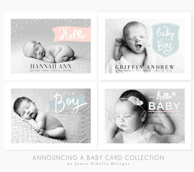 Birth Announcement Templates by Jamie Schultz Designs