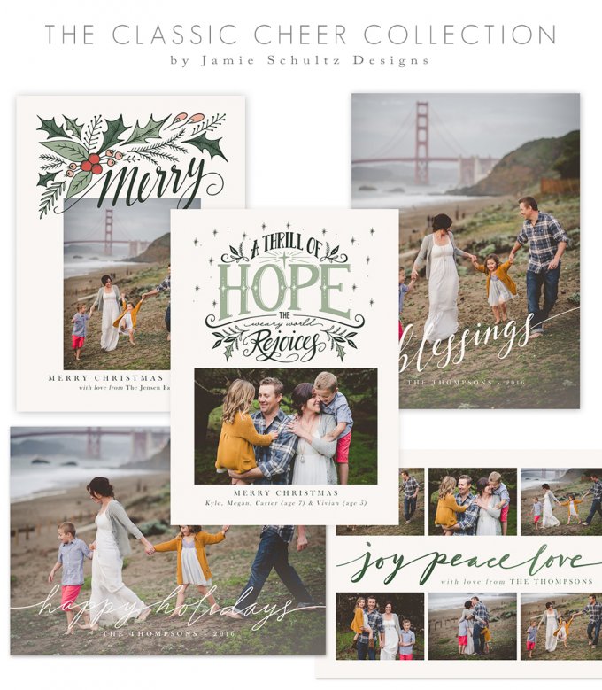 Classic Cheer Holiday Card Templates by Jamie Schultz Designs